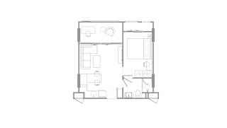 Apartment floor plan, 1 bedroom in Chapter Charoenkrung – Riverside No. 11007