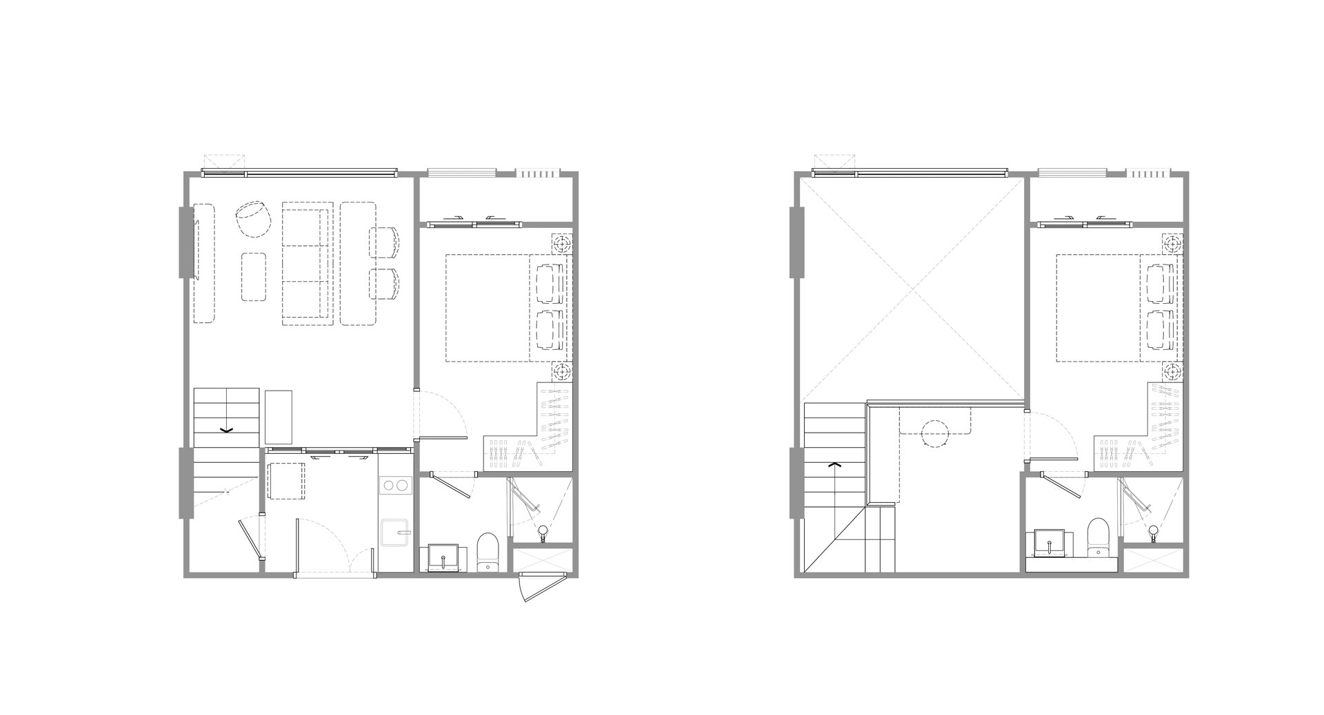 Duplex floor plan, 2 bedrooms in Chapter Charoenkrung – Riverside No. 11010