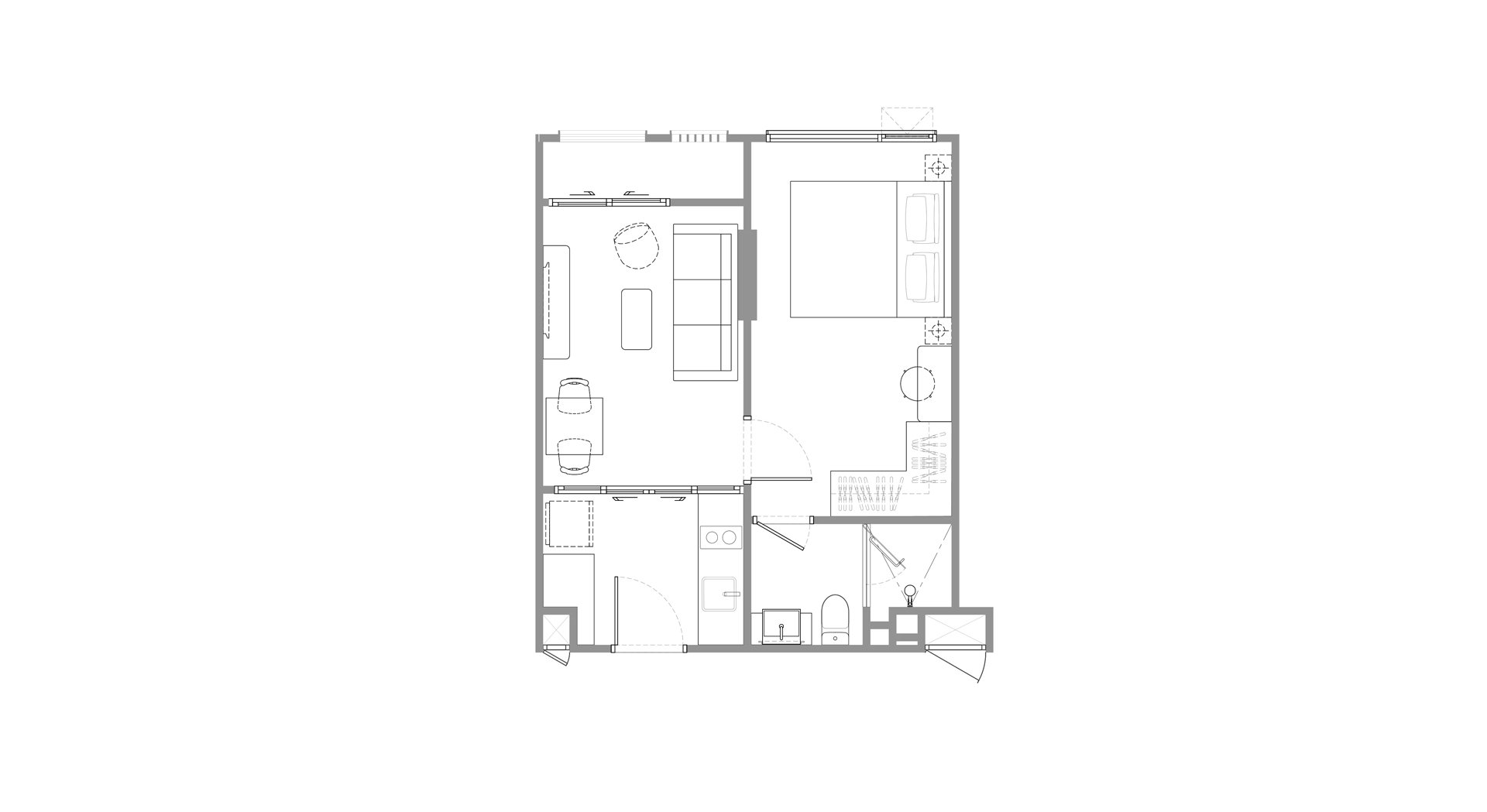 Apartment floor plan, 1 bedroom in Chapter Charoenkrung – Riverside No. 11006