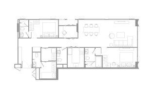 Apartment floor plan, 2 bedrooms in Chapter Charoenkrung – Riverside No. 11009