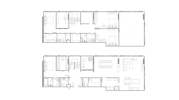Duplex floor plan, 4 bedrooms in Chapter Charoenkrung – Riverside No. 11012 (2D)